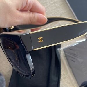 Chanel Black and Gold Sunglasses